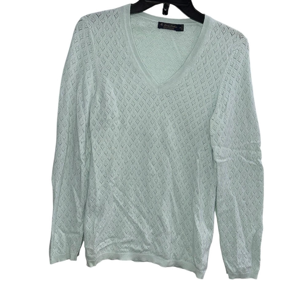 Brooks Brothers 100% Cashmere Mint Green Cashmere  Long Sleeve Sweater Medium